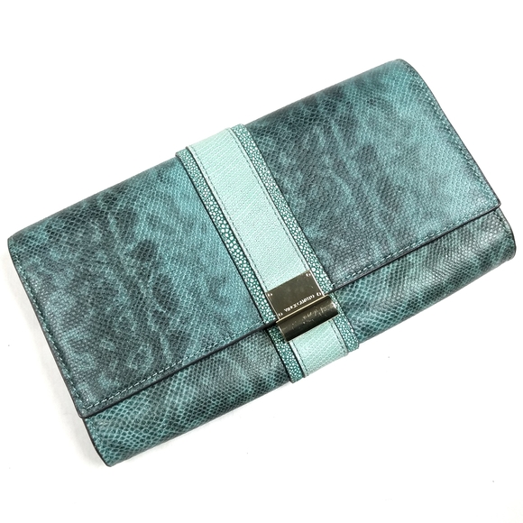 Vince Camuto Handbags - Vince Camuto Lucy Leather Snake Embossed Clutch